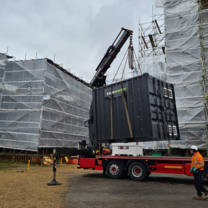 Packaged Boiler being landed at project in Buckinghamshire