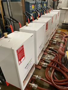 Mobile electric boilers installed in London commercial office plant room