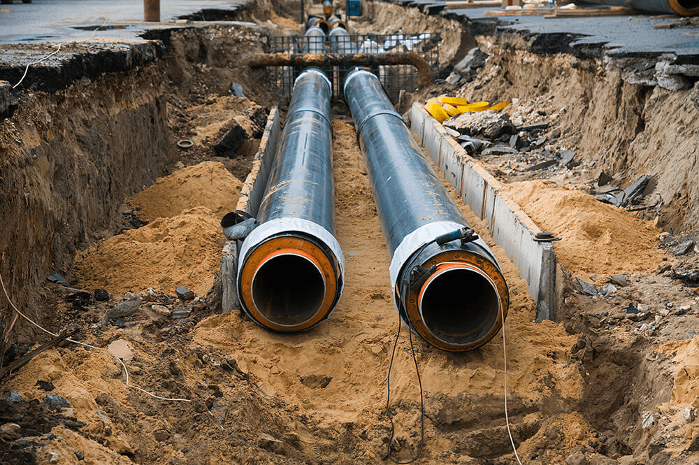 District Heating Network - Pipes being laid