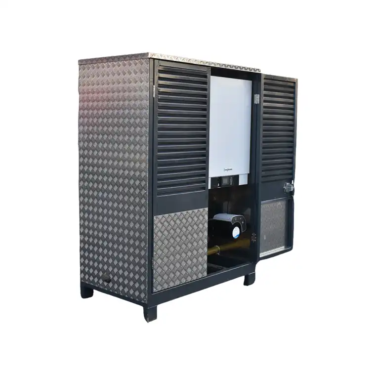 300kW slimline condensing boiler door open view