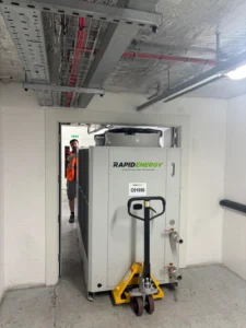 Rapid Energy chiller being installed.