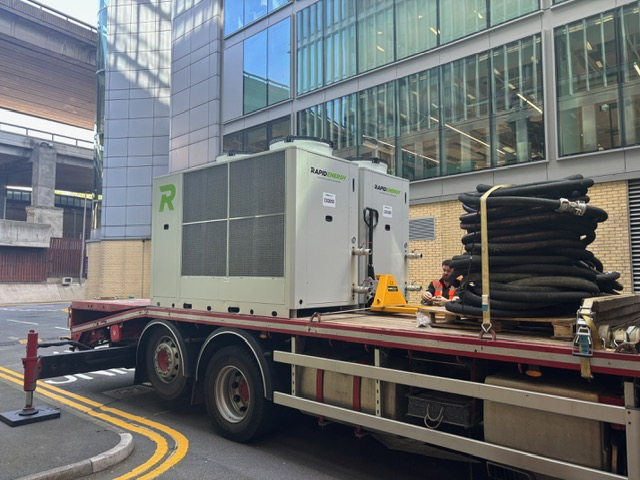 Rapid Energy chiller being installed.