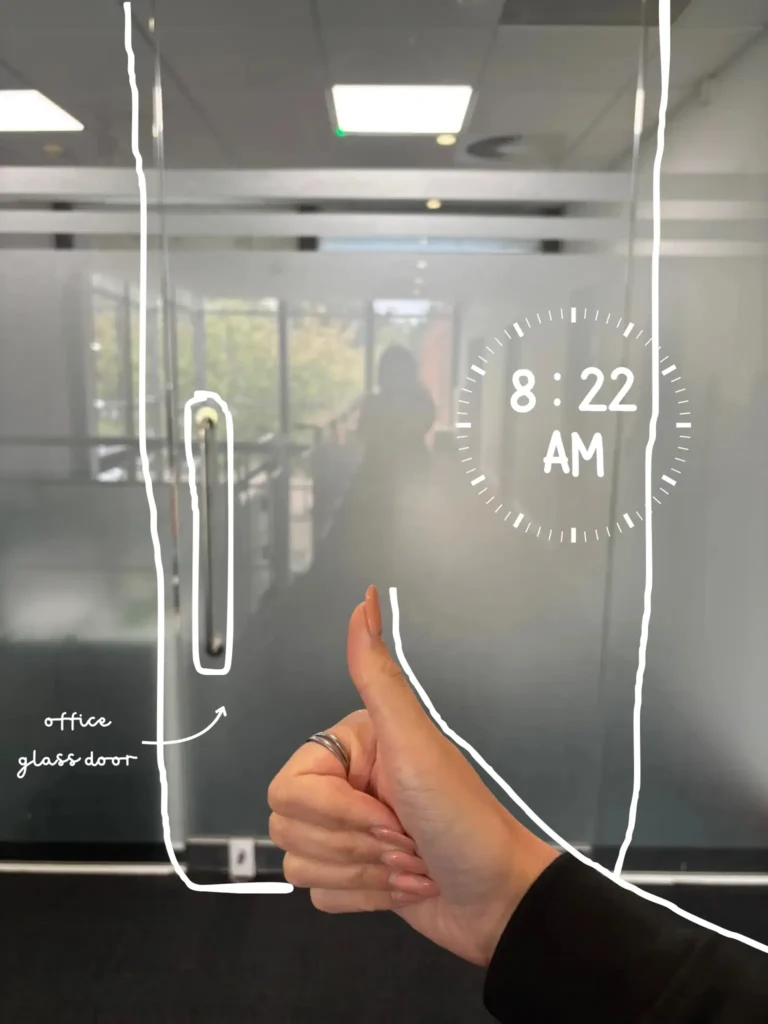 Rapid Energy office door with thumbs up.