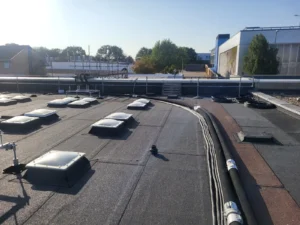 Pipework on the rooftop for a temporary chiller at Basildon University Hospital