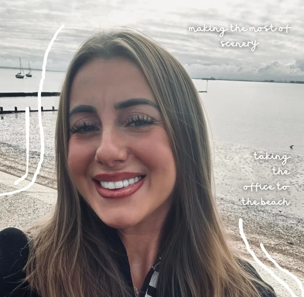 Rapid Energy Business Development Manager Ellie on the beach.