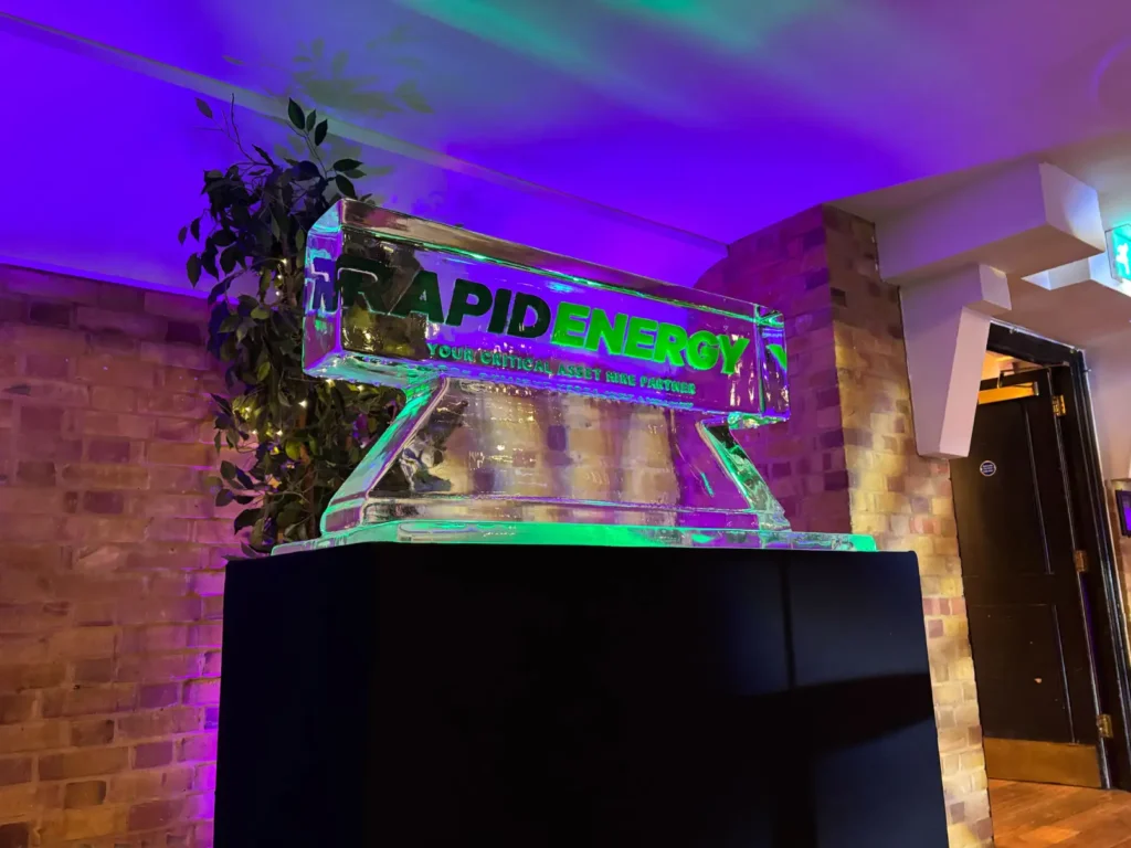 Rapid Energy logo ice sculpture