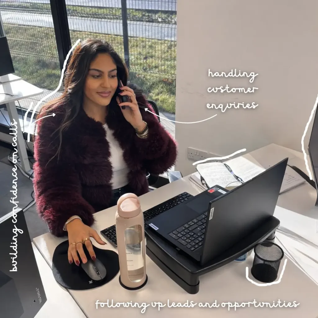 Rapid Energy's Internal Sales Executive, Jessica working at her desk.