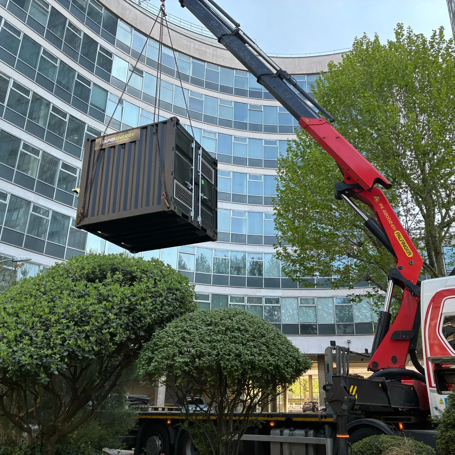 Rapid Energy boiler being craned in London